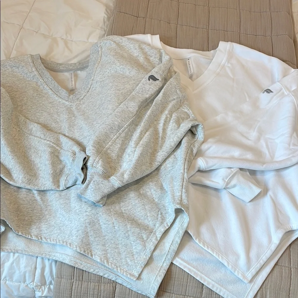 BUNDLE Fabletics Gray and White A symmetrical Sweatshirts - Picture 1 of 5